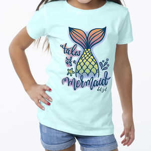 Girls Crew Tee-Tales of a Mermaid-Chill by DelSol for Women-1 Pc T-Shirt (4T)